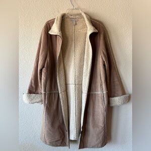 Kate Hill Faux Suede‎ & Sherpa Long Coat Size 14